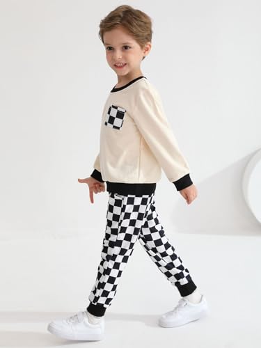Toddler Baby Boy Outfits Clothing Sets Long Sleeve Sweatshirt Pants Fall Winter Plaid Clothes Set3