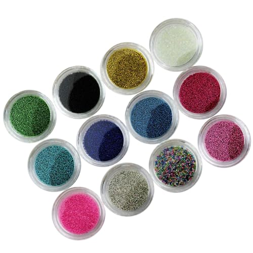 VICASKY DIY Nail Art Decorations 12 Colors Caviar Nail Bead Balls Random Color
