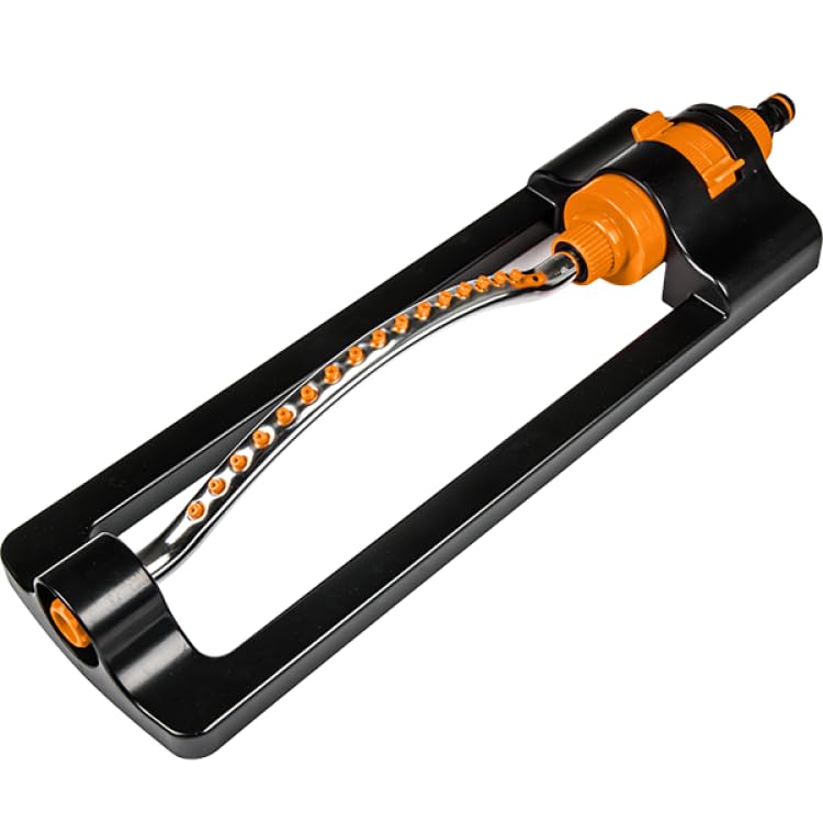 GARDENIX Precision Garden Oscillating Bar Aluminium Frame Sprinkler with Adjustable Range and Quick-Connect Hose System - 16 Nozzles - Watering for Garden Lawn Grass