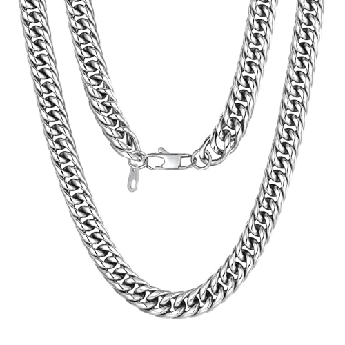 U7 Cuban Link Chain Necklace for Men, 12mm/9mm/6mm Miami Curb Chain, Stainless Steel/Black/18K Gold Plated, Hip Hop Jewelry, Heavy Duty Thick Chain Gi
