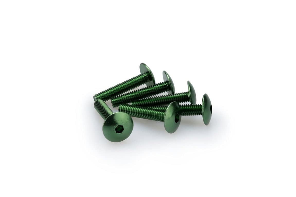 Puig 3995 V Blister 6 Screws, Rounded, M6, 30 mm, Green