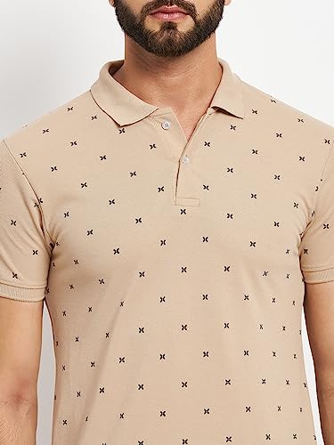 Image of Men's Cotton Half Sleeves Printed Polo T-shirt-POLO105