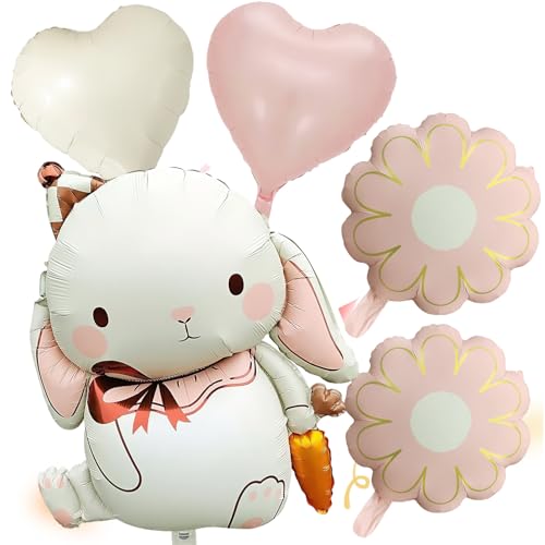 Ballon Lapin Paques, Kit de fête d'anniversaire en forme de lapin, Décoration d'anniversaire d'enfant - Ballon pour bébé - Ballons en aluminium - Ballons à...