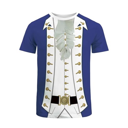 XIAMUSZ Historical T-Shirt Halloween Cosplay Costume Short Sleeve Shirt Tops (M, Blue)
