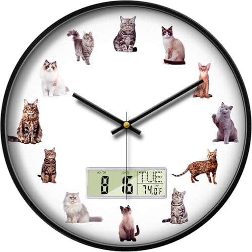 Horloge murale numérique 35 cm avec date et température pour salon