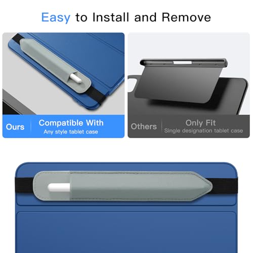 Image of MoKo Pencil Case Holder Fit The Apple Pencil (Pro and USB-C and 1st and 2nd Gen), Detachable Elastic Pocket for Stylus Pen with Elastic Band Attached to iPad Case, Silver Gray