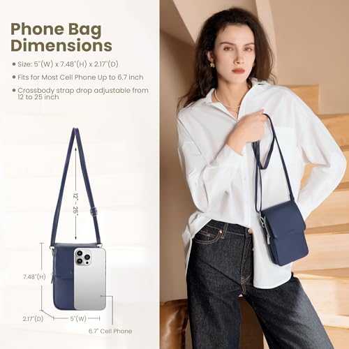Image of befen Genuine Leather Crossbody Bags for Women, Cell Phone Cross body Purse Bag with RFID Blocking Card Slots