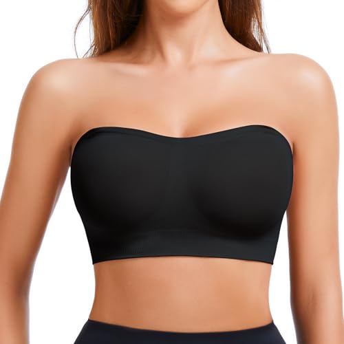 Image of Strapless Bra for Women Seamless Non-Slip Padded Bandeau Bra Wireless Push Up Tube Top Bralette