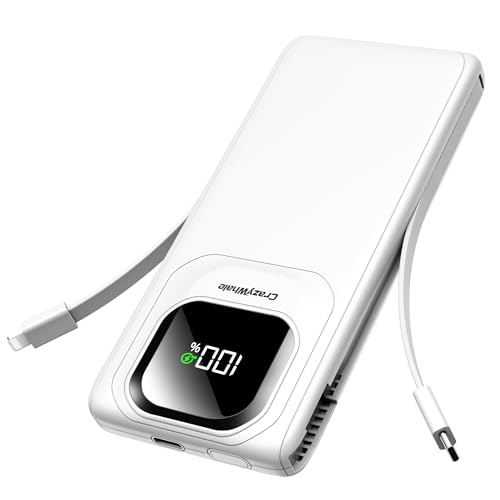 Crazywhale Portable Charger with Built-in Cables,22.5W Super...