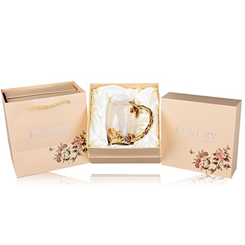 Water cup ceramic cup, frosted ceramic coffee mug, mug, gift cup, teacup, cocoa cup,High-end business classical enamel cup Luo Shihua cup crystal heat-resistant glass high-end business, A, 301-400ml