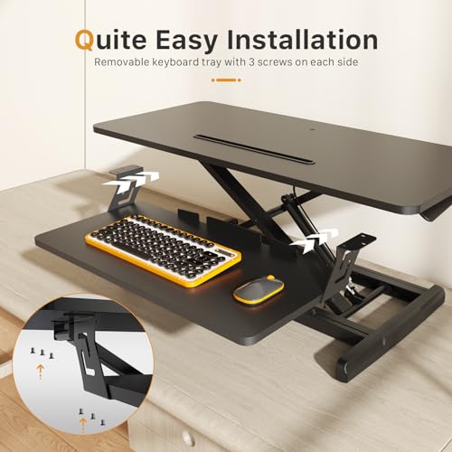 Joy Worker JW-GSD26H-35PB Standing Desk Converter, 35 Inch Wide Height Adjustable Sit Stand Up Desk Riser With Keyboard Tray, Desktop Workstation Riser For Home Office Computer Laptop thumb #3