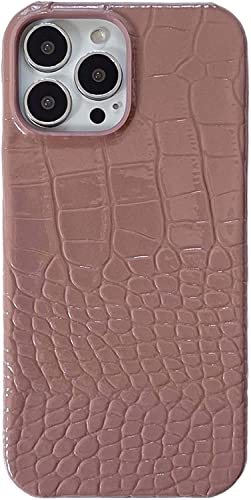 Coque iPhone 13 Pro antichoc respirante et protectrice en cuir crocodile café
