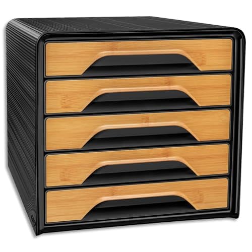 Bloc de classement Smoove Silva, 5 tiroirs 24x32 fermés, coloris noir/bambou