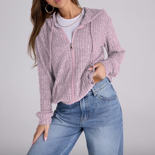 Image of Witsmile Zip Up Hoodie Women Oversized Sweatshirt Long Sleeve 2026 Fall Outfit Lightweight Jackets Workout Clothes