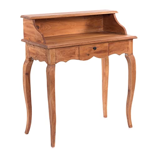 Bureau Colonial En Acajou – 6 Tiroirs, Style Chef, Neuf