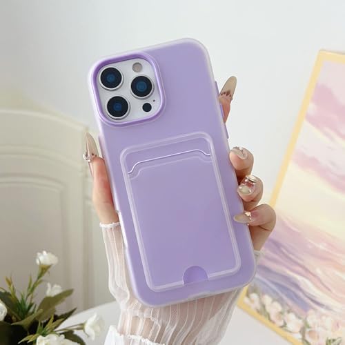 Coque étui portefeuille mat TPU souple antichoc iPhone 15 14 13 12 lavande