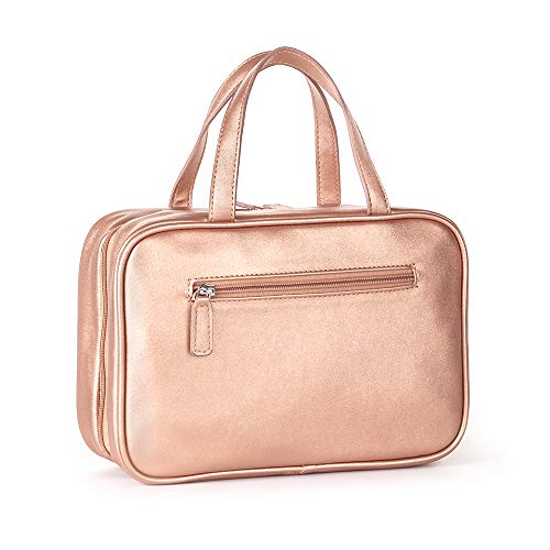 Mealivos Large Versatile Travel Cosmetic Bag - Perfect Hanging Travel Toiletry Organizer (Rose Gold)