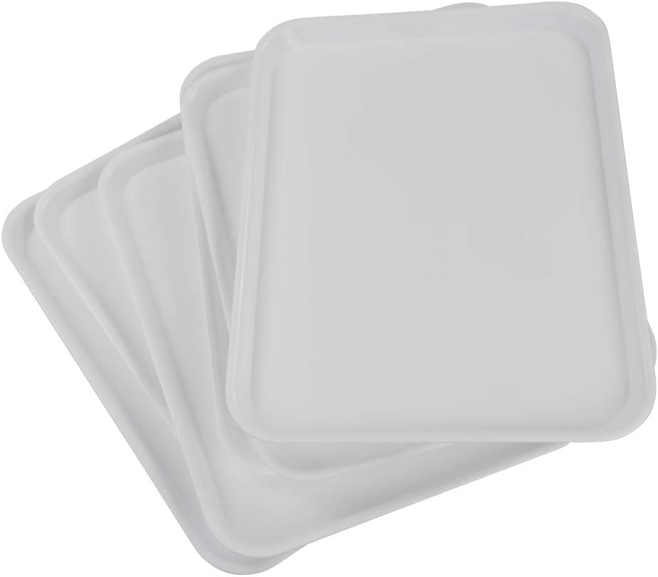 Fosly Plastic Serving Trays, Rectangular Fast Food Tray, White, 6 Packs