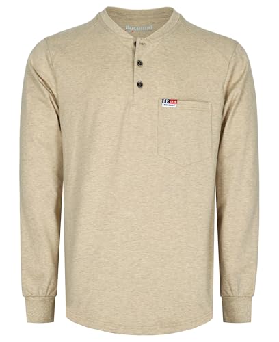 Image of BOCOMAL FR Shirts for Men Long Sleeve EX Soft Flame Resistant Henley CAT2