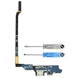 Dock Connector für Samsung Galaxy S4 LTE i9505 Mikro USB Ladebuchse Charging Port Flexkabel mit Mikrofon vorinstalliert und selbstklebender Unterseite inkl 2 x Schraubenzieher für einfachere Installation MMOBIEL