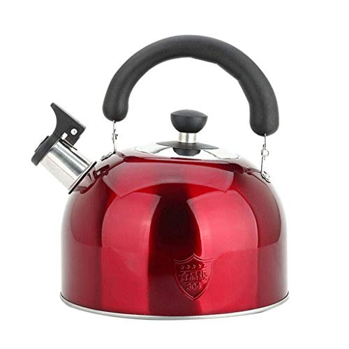 ケトル、304ステンレススチール家庭用サウンディングケトル、電磁調理器ガスストーブホイッスル沸騰水ガスポット(カラー: レッド) プレゼント