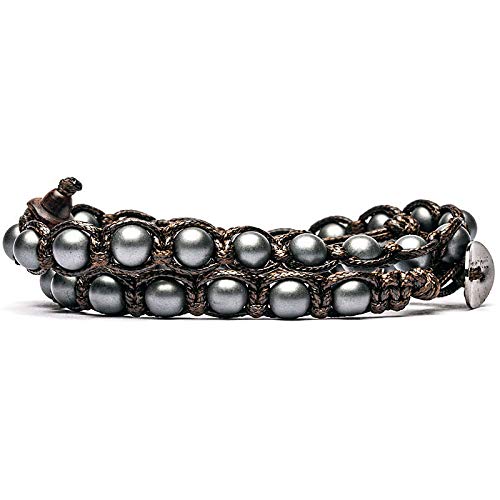 Bracelet double tour Tamashii hématite mate BHS600-71 en pierre naturelle