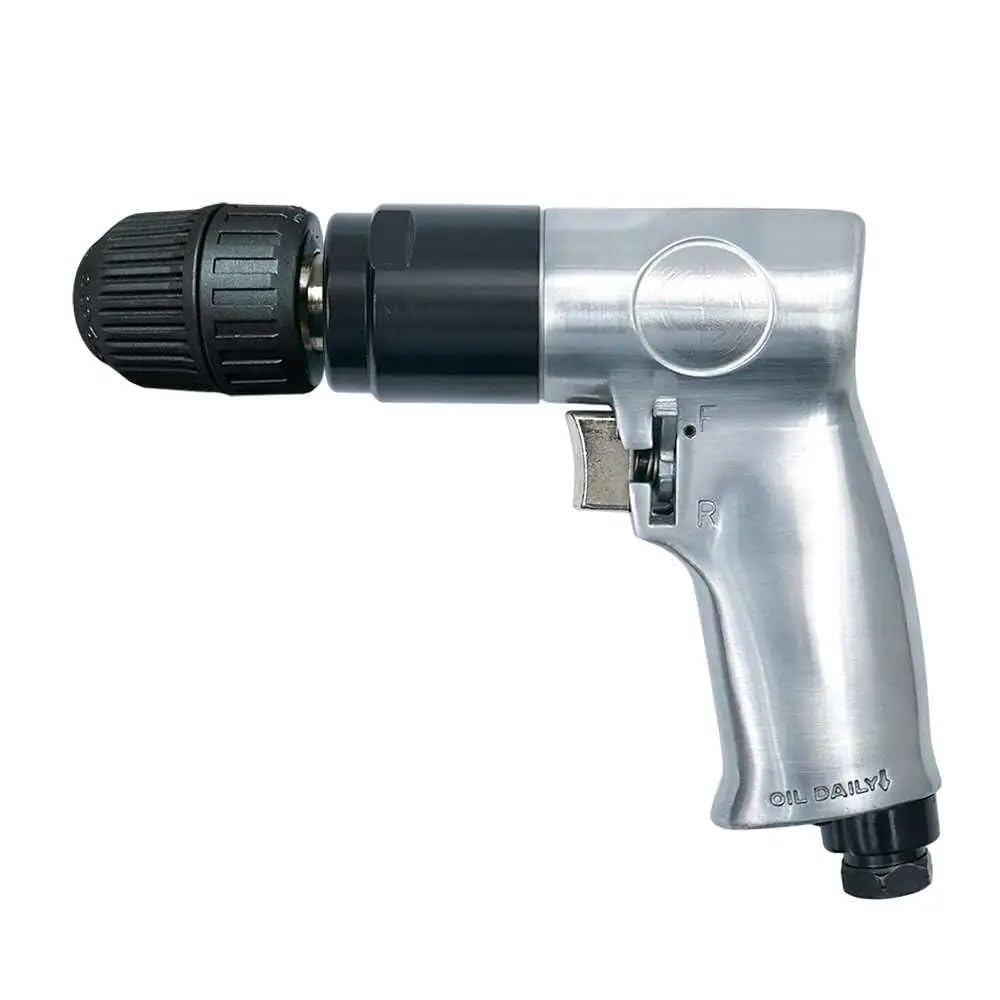 Trapano ad Aria Compressa Reversibile con Mandrino Autoserrante 3/8" – Avvitatore Pneumatico per Svita/Avvita e Foratura – 1800 giri/min – Impugnatura a Pistola Leggera – Attacco 1/4" – 6,3 bar