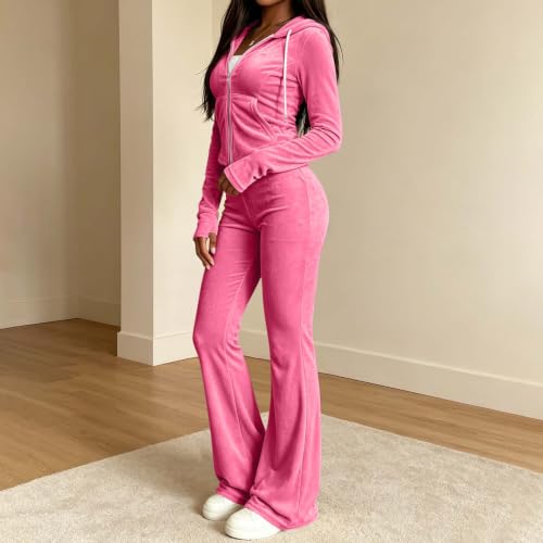 Velour Tracksuit Womens Slim Fit 2 Piece Y2K Velvet Sweatsuits Fall Winter - image 6
