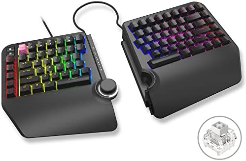 CLOUD NINE Ergotkl Ergonomic Tenkeyless Mechanical Keyboard For Pc – Cherry Mx Blue – Tkl Rgb Backlit Ergo Split Key Board, USB