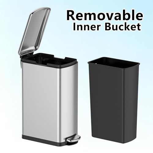 Caneca de basura rectangular de acero inoxidable 30L miniatura 3