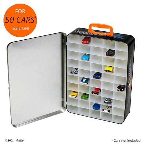 Theo Klein 2881 Hot Wheels Sammelkoffer I Metallkoffer für bis zu 50 Autos I Praktische Unterteilungen I Maße: 37,5 cm x 26 cm x 8,5 cm I Spielzeug für Kinder ab 3 Jahren, Dunkelgrau