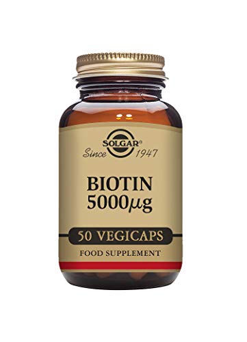 Price comparison product image Solgar Biotin 5000 mcg Vegetable Capsules - High Strength Formula - Supports Hair Growth,  Glowing Skin