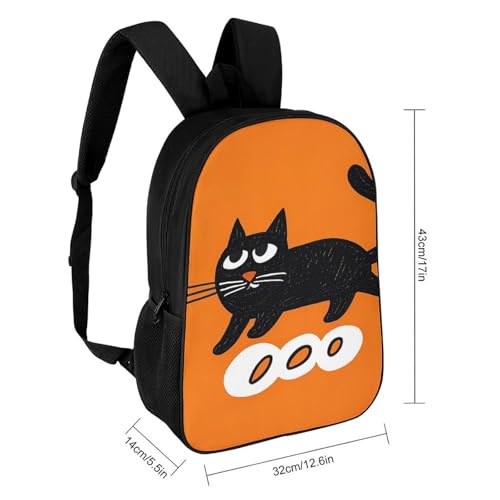 Mochila de hombro 17 pulg impermeable gato negro naranja miniatura 2