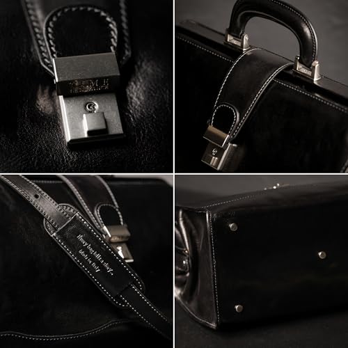 Time Resistance Leather Briefcase Black