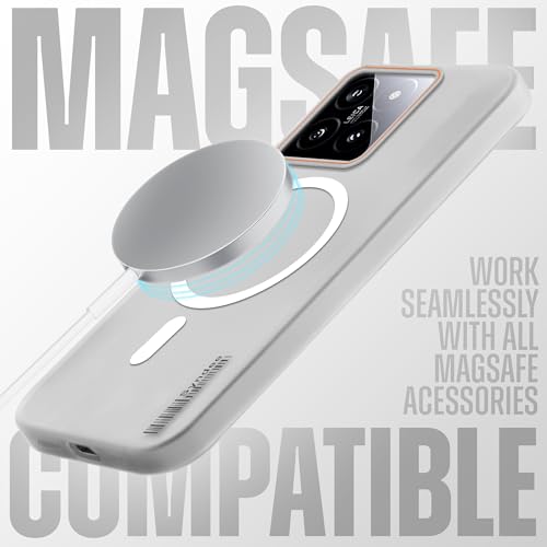 Image of Mr. Case Back Cover for Xiaomi 14 5G Sleek Frosted Translucent Back Only Compatible with Wireless Magnetic Accessories | Anti-Scratch Shockproof Phone Case - White