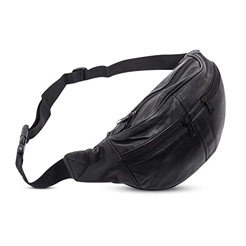 Bauchtasche/Hüfttasche Echt-Leder (schwarz)