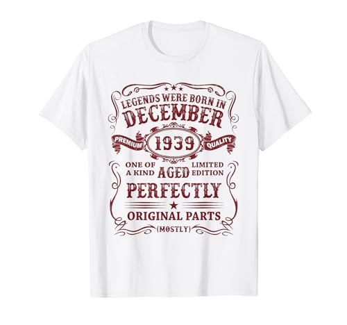 Clásico 1939 Vintage 1939 Las Leyendas Nacen Diciembre 1939 Camiseta