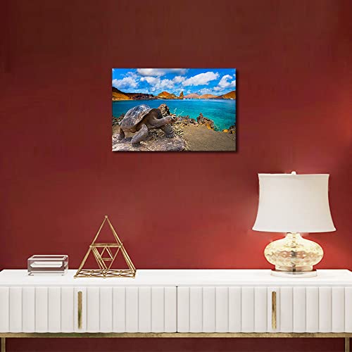 Canvas Wall Art Wall Décor for Living Room Galapagos Islands Big turtle Canvas Painting for Bathroom Bedroom Kitchen Office Decor Home Decorations 16x24inch - Image 2
