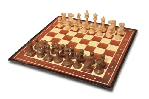 Image of PALM ROYAL HANDICRAFTS 15x 15 Inch Tournament Chess Board Set - Professional Pieces with 3 inch King - Durable Wood-Design Board Game for Kids and Adults.