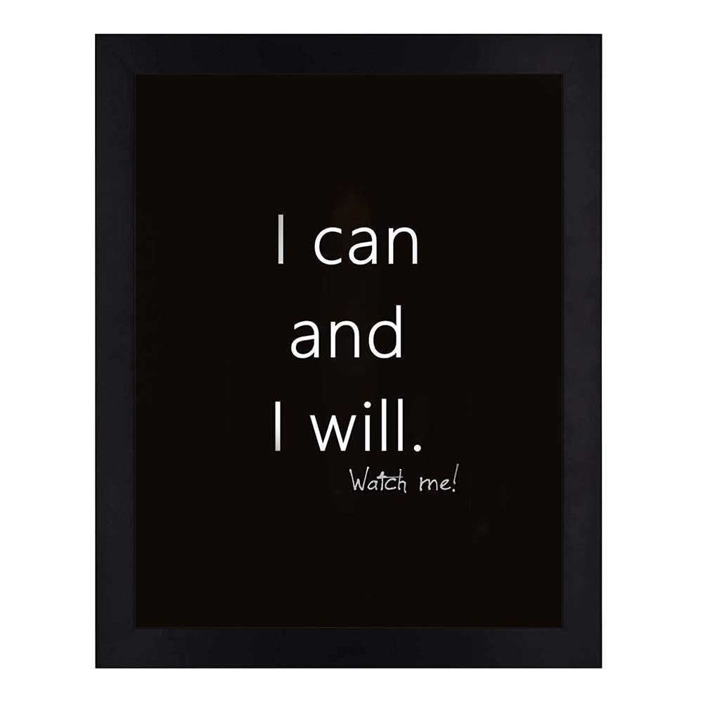 Interio Crafts I Can & I Will Motivational Poster for Study Room (Material : Wood and Plexi Glass, Size: 13X10 Inches)