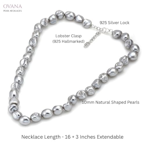 Image of OVANA Pearl Necklace | Fitted With Silver Lock | Statement Necklace | Gifts for Girlfriend | Gift for Sister, Bhabhi | Gifts for Women and Girls | Gift for Her | 925 Silver Hallmarked Lock