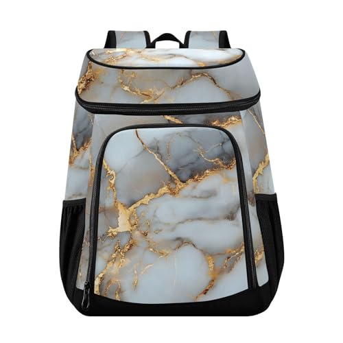 Marble White Fluid Cooler Backpack Cooler Insulated Leak Proof Lunch Backpack 36 Cans Waterproof Soft for Men Women Picnic Hiking Camping Beach