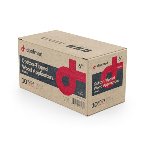 Dealmed 6 in Sterile Cotton-Tipped Applicators - 2000 Count Case