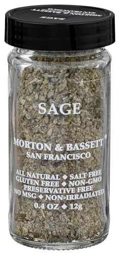 Morton & Bassett Sage, 0.4 oz – Non-GMO, Salt-Free, Aromatic Herb for Stuffing, Roasts & Holiday Dishes