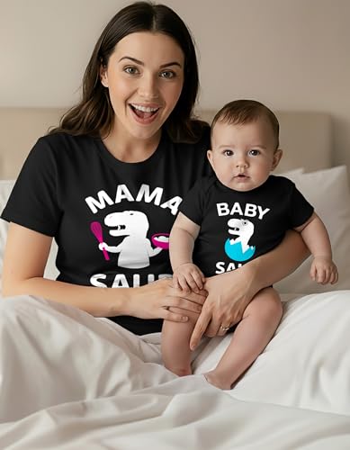 Image of Mama Saur Baby Saur Mommy and Me Matching Outfits Mothers Day Mom and Baby Shirt