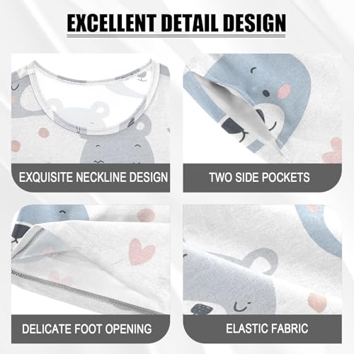 ALAZA Cute Bear Love Heart Pajamas Short Sleeve 2 Piece Sleepwear Top and Bottom Pajama Set Unisex4