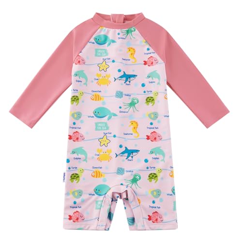 upandfast Maillot De Bain Une Pièce Bébé Fille - Combinaison Natation Anti-UV avec Boutons À l'entrejambe, Tissu Doux Et Respirant, Confort Optimal...