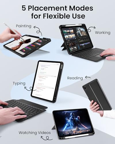 Funda de teclado para iPad Air 11 M3 con trackpad desmontable y luz 3