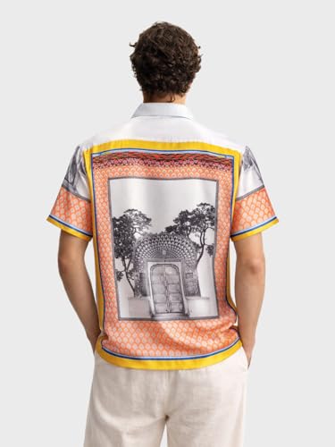 T-shirt de sport pour homme bleu coupe décontractée vêtements été col cubain S