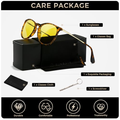 Image of SUNGAIT Premium Vintage Round Sunglasses for Women Men Classic Retro Trendy Style